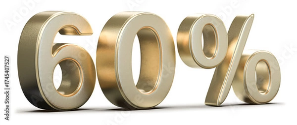 Obraz Golden 60 Percent 3D Render for Promotions and Sales