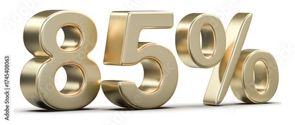 Obraz Golden 3D 85 Percent, Eighty-Five Percentage Discount, Promotion, Sale Illustration