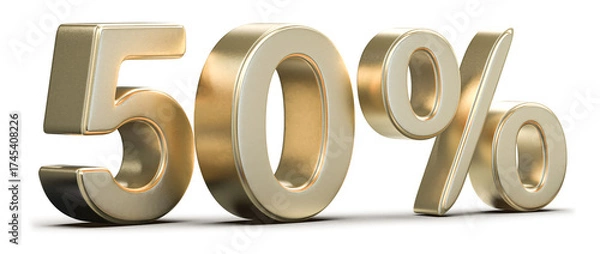 Obraz Luxurious golden 50% symbol for discount and special offers