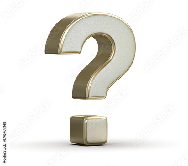 Obraz 3D Golden Question Mark Symbol on Neutral Background