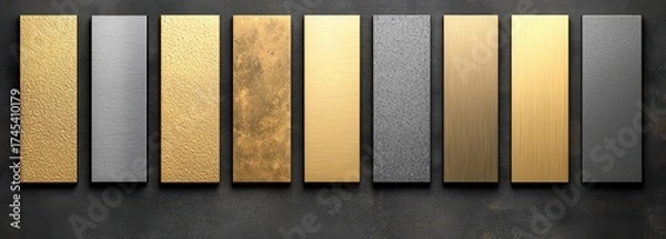 Fototapeta Metallic Surface Samples in Various Finishes and Textures