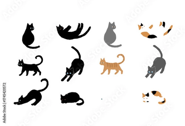 Obraz 猫のイラストセット