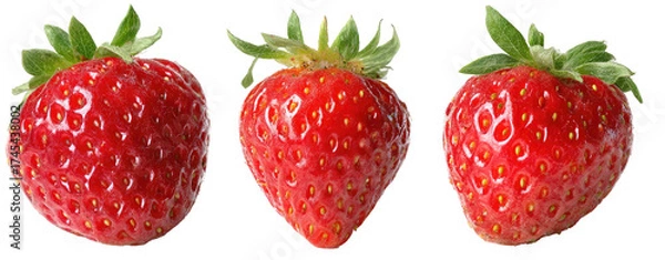 Obraz Three fresh, red strawberries