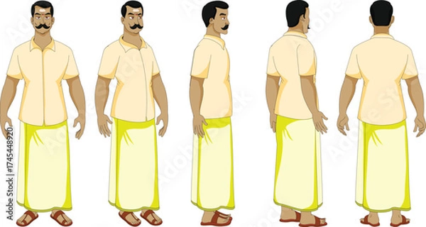 Obraz 2d traditional cartoon animated male character turnaround for animation and graphic design