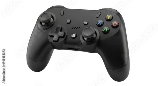 Fototapeta Black game controller isolated PNG with Transparent Background