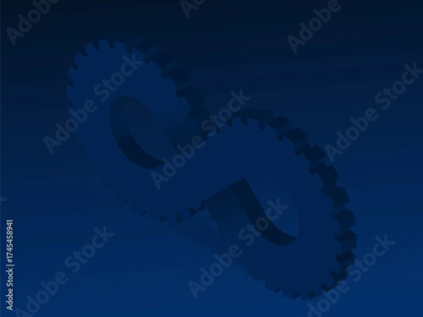 Fototapeta Blue 3D Infinity Symbol on Dark Blue  Background. Endless Vector Logo Design. Concept of infinity  Gear with shadow for your web site design, app, UI. EPS10.