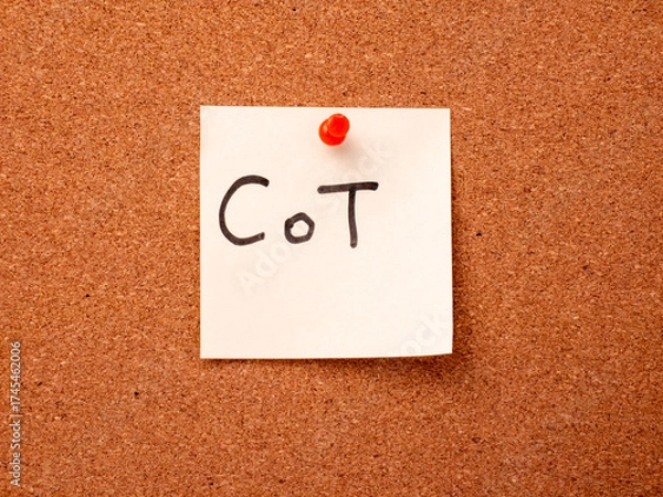 Fototapeta CoT acronym for Chain of Thought on a sticky note