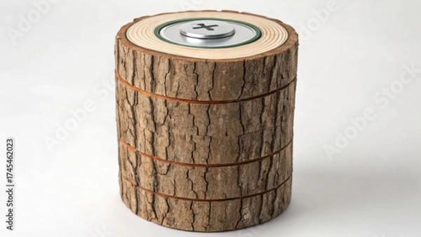 Obraz Wooden battery concept climate change energy transition inspires sustainable power innovation and environmental hope