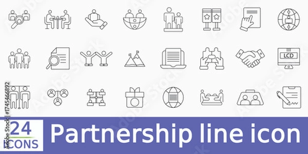 Obraz Partnership Line Editable Icons set.