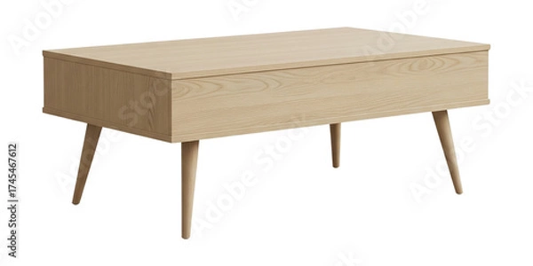 Obraz 3d illustration of wooden coffee table isolated on transparent background for furniture and interior design concept