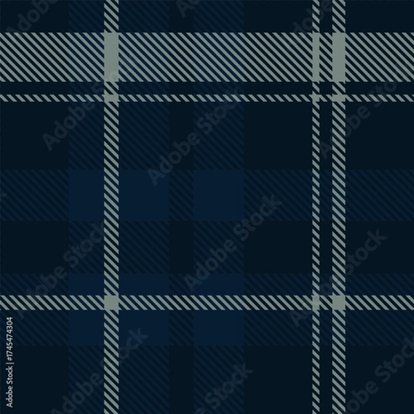 Obraz Navy blue pattern seamless tartan check plaid, fabric swatch for skirt, tablecloth, blanket, duvet cover
