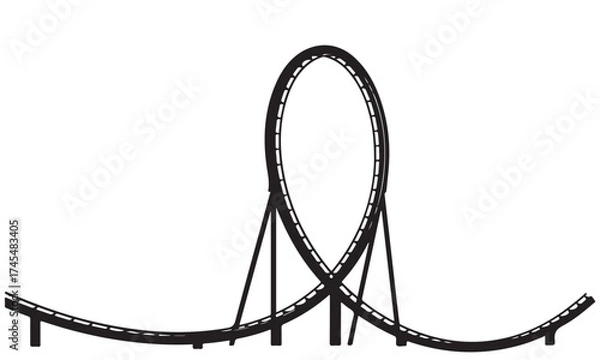 Fototapeta Vector Illustration of a Rollercoaster Track with a Thrilling Vertical Loop