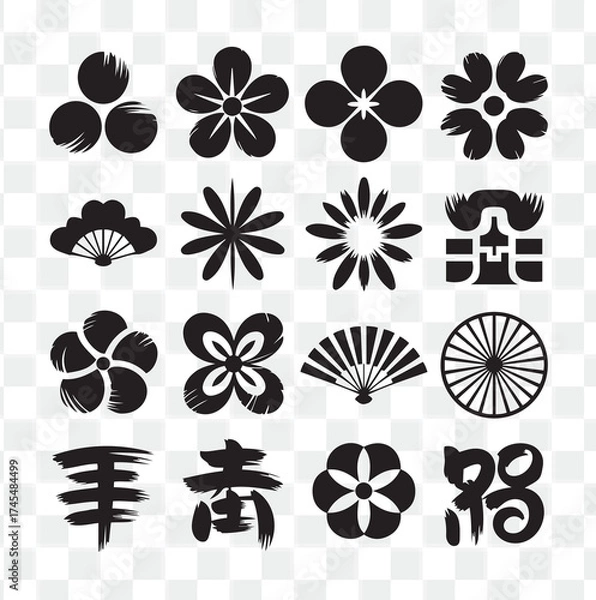 Obraz Traditional Japanese Symbols Icon Set