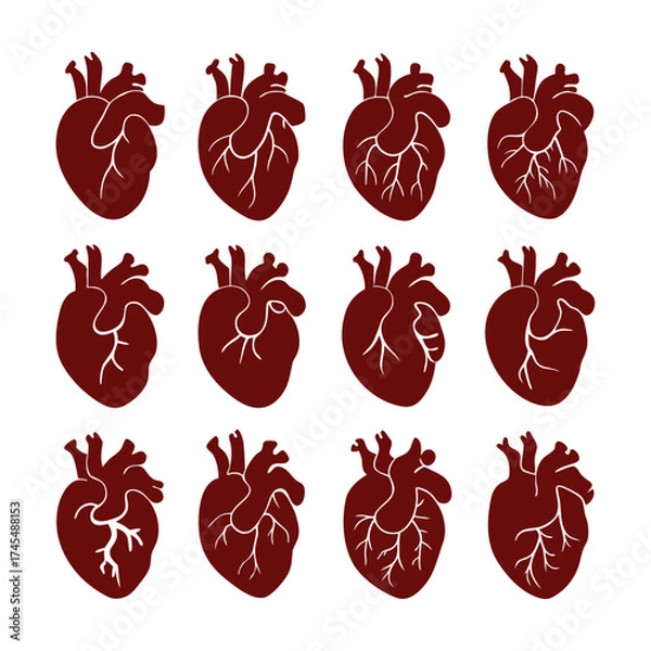 Fototapeta Vector art of seamless pattern of red heart for medical use