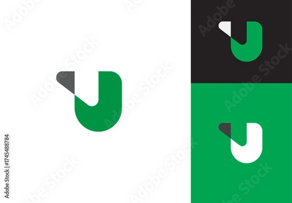 Fototapeta Modern Green Letter U Logo Design for Business Branding and Corporate Identity