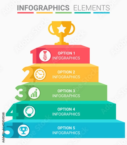 Fototapeta INFOGRAPHICS element abstract design the number top five list template
