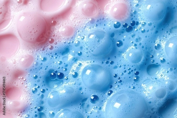 Obraz Macro Close Up of Pink and Blue Bubbles Creating an Abstract and Dreamlike Soft Gentle Texture