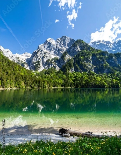 Obraz Mountain scenery reflected on a lake