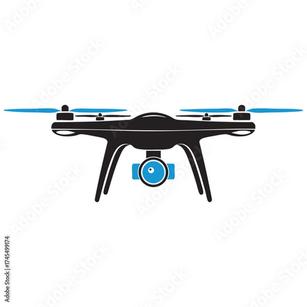 Fototapeta Modern quadcopter drone with camera aerial photography and videography technology gadget