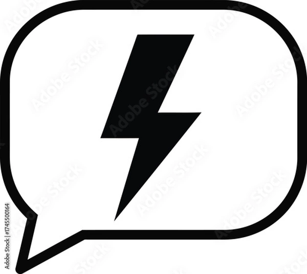 Fototapeta Bold lightning bolt icon in speech bubble vector graphic scalable eps
