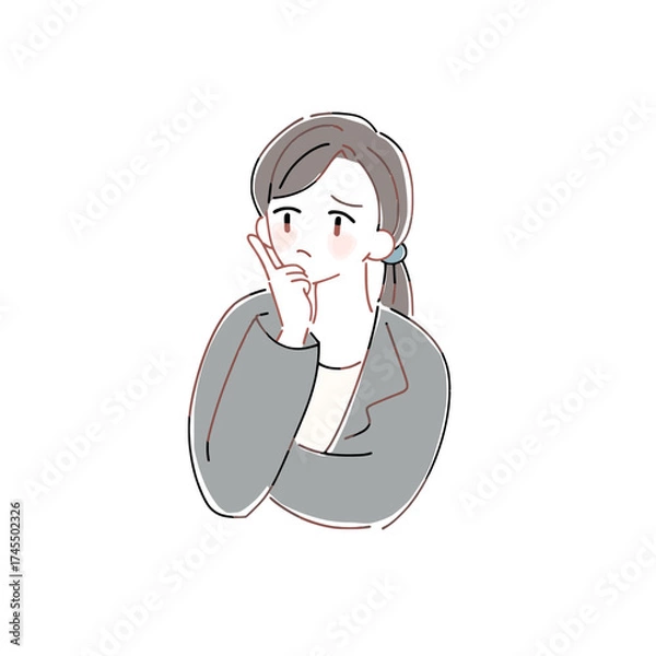 Fototapeta 困っている，悩んでいる女性