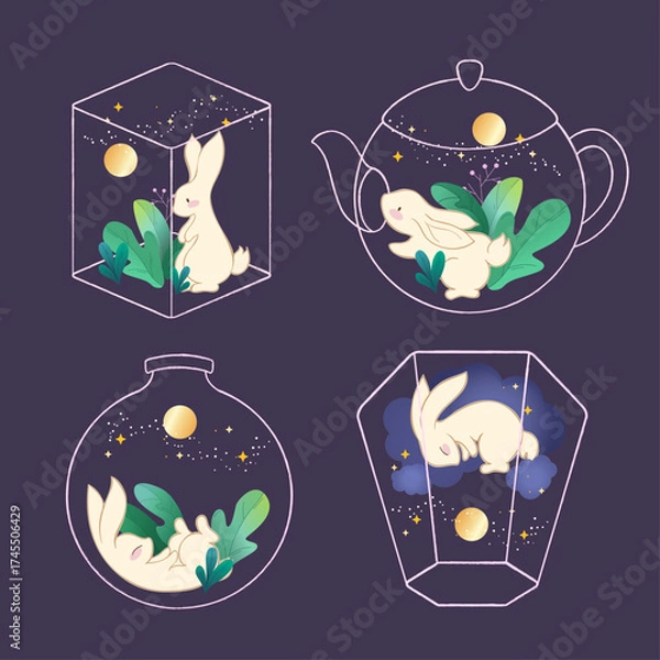 Obraz Chinese Mid-Autumn Border Rabbit