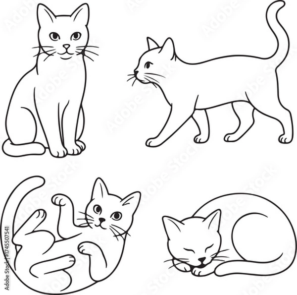 Obraz Line art cats vector