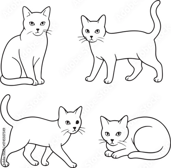 Obraz Line art cats vector