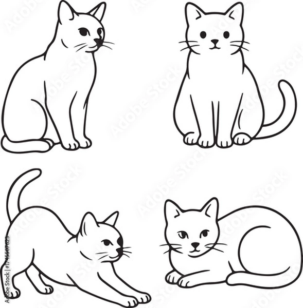 Obraz Line art cats vector