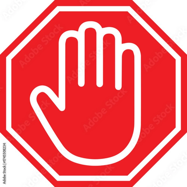 Fototapeta Stop Hand Sign Scalable SVG Vector Graphic with Editable Paths and Layers for Web, UI Design, Digital Art, and Print Applications