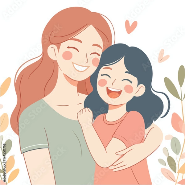 Fototapeta Mother and Daughter Embrace with Joy and Affection