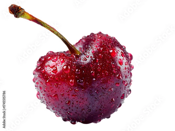 Obraz wet cherry red fruit water drops