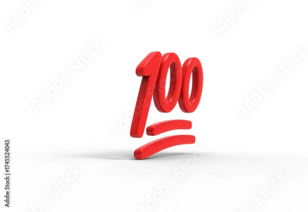 Obraz hundred point emoji angle view with shadow 3d render