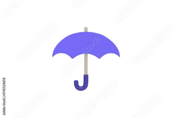 Obraz umbrella emoji front view without shadow 3d render