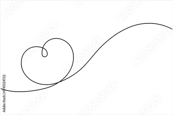 Fototapeta Heart continuous one line art drawing. One contour heart for love design. One line art sketch heart vector illustration. Simplicity symbol love sign isolated on white background