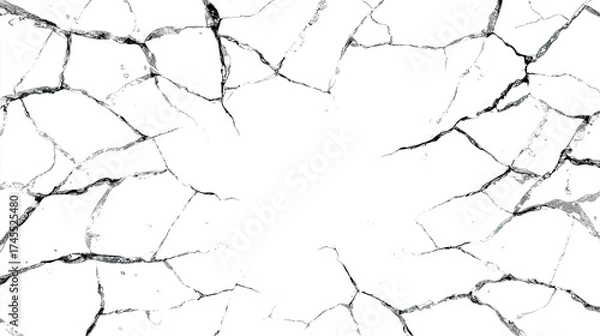 Fototapeta Broken glass on white background texture concept. Cracked surface texture with white background for design projects.