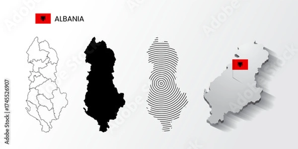Fototapeta albania vector illustration map with four option shape