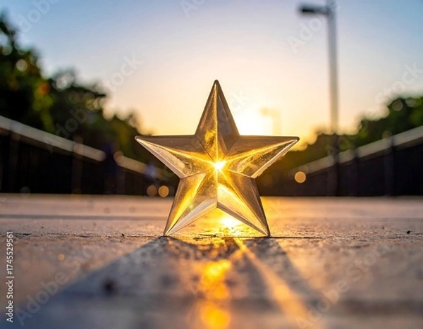 Fototapeta Clear star, golden light, sunset