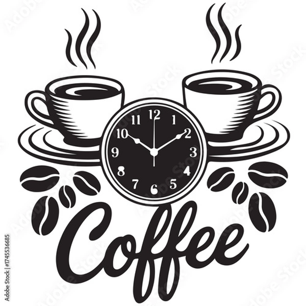 Obraz  Coffee Clock Logo Design