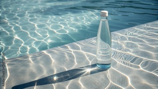 Fototapeta swimming pool with botle of water