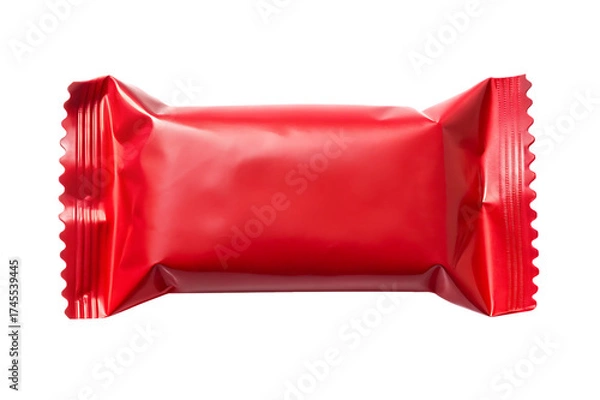 Obraz A single red foil wrapped candy or chocolate bar isolated on a transparent background isolated on transparent background