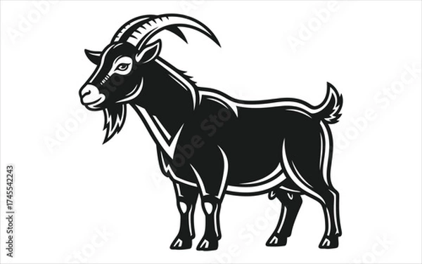 Fototapeta Vectorized Goat for print, sketch, Drawing, Decoration, Wallpaper