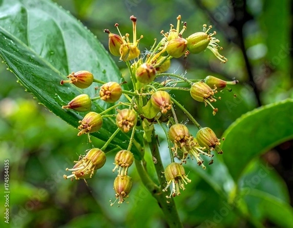 Obraz Close-up of cluster of small, yellow-brown blossoms