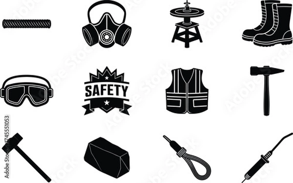 Fototapeta Welder Black Vector Isolated On White Background 
