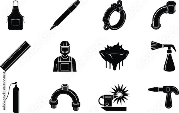 Fototapeta Welder Black Vector Isolated On White Background 