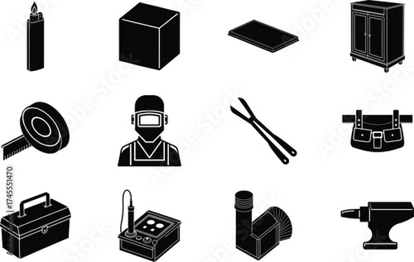 Fototapeta Welder Black Vector Isolated On White Background 