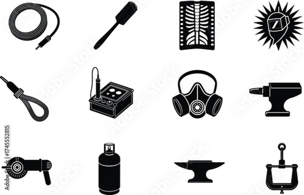 Fototapeta Welder Black Vector Isolated On White Background 