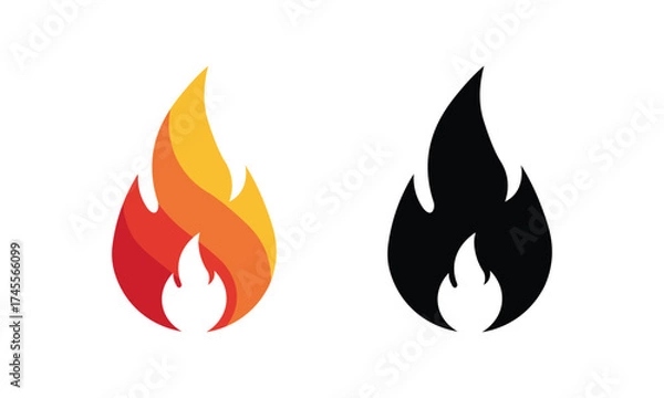 Obraz Fire flame icon isolated on white background