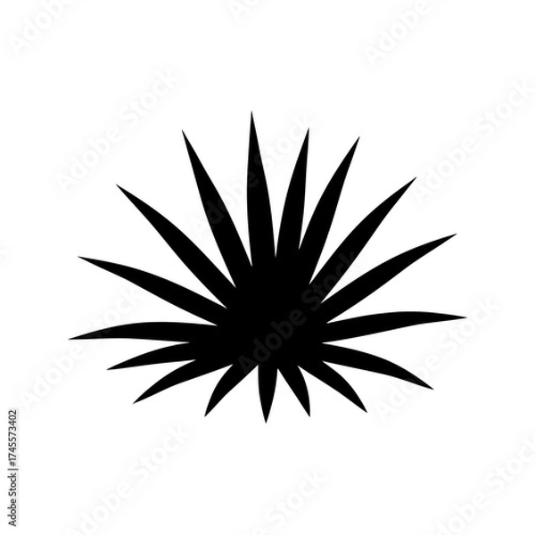 Fototapeta Vector art of black silhouette of a spiky plant