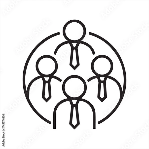 Obraz Four business people in a circle representing collaboration and teamwork